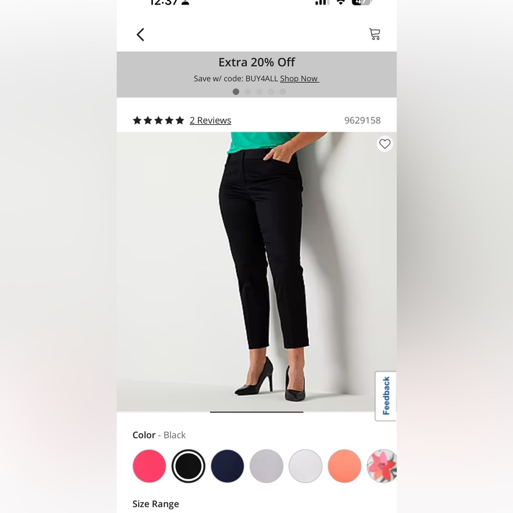 Emma Ankle Pants by Liz Clairborne. Black. Size 20W.